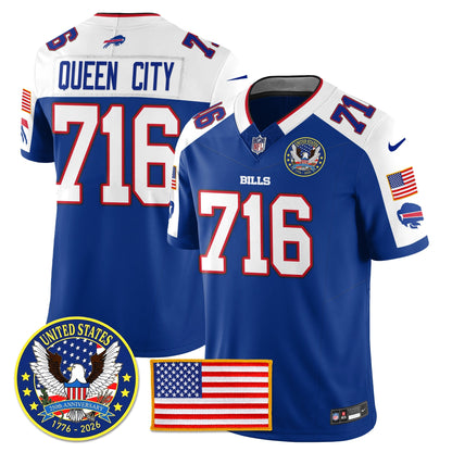 BUF "United States 250th Anniversary Patch" Vapor Limited Jersey - All Stitched