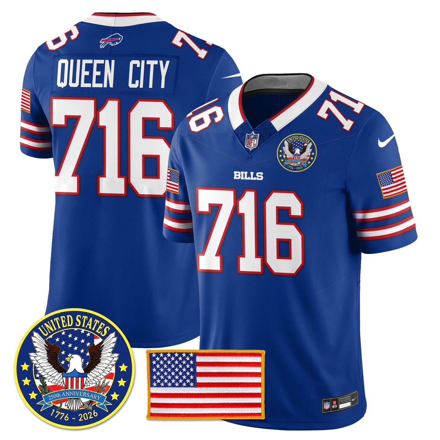 BUF "United States 250th Anniversary Patch" Vapor Limited Jersey - All Stitched