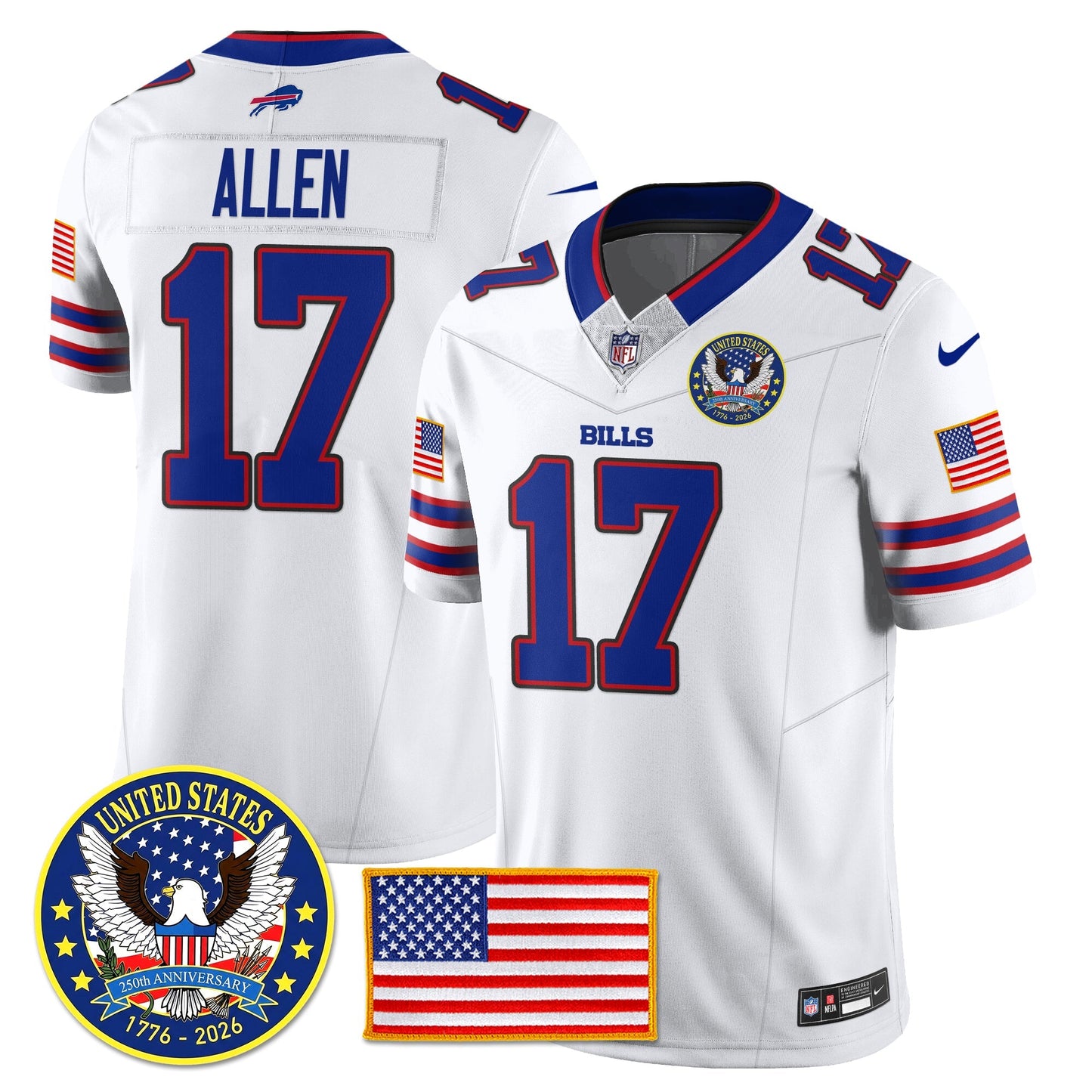 BUF "United States 250th Anniversary Patch" Vapor Limited Jersey - All Stitched