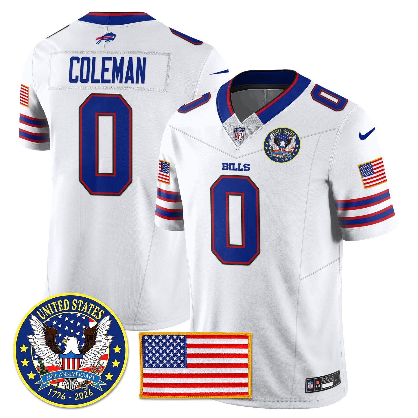 BUF "United States 250th Anniversary Patch" Vapor Limited Jersey - All Stitched