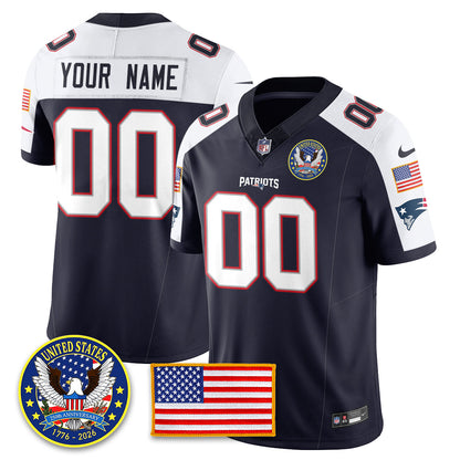 Custom NE "United States 250th Anniversary Patch" Vapor Limited Jersey - All Stitched