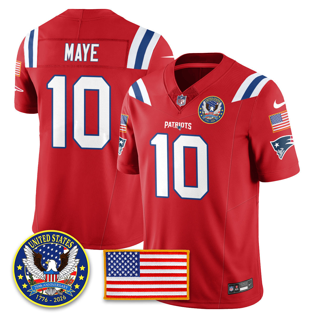 NE "United States 250th Anniversary Patch" Vapor Limited Jersey - All Stitched