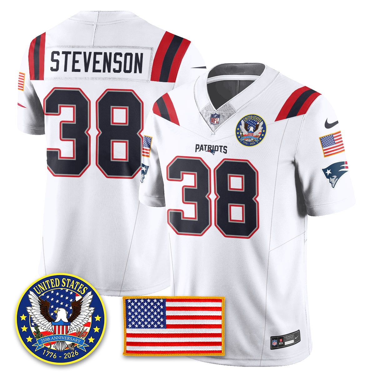 NE "United States 250th Anniversary Patch" Vapor Limited Jersey - All Stitched