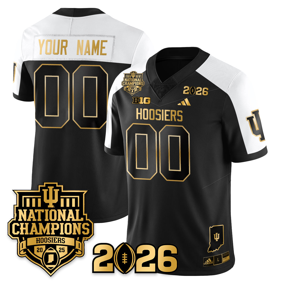 Custom Indiana H Vapor Limited Football Gold Jersey - 2025 National Champions - All Stitched