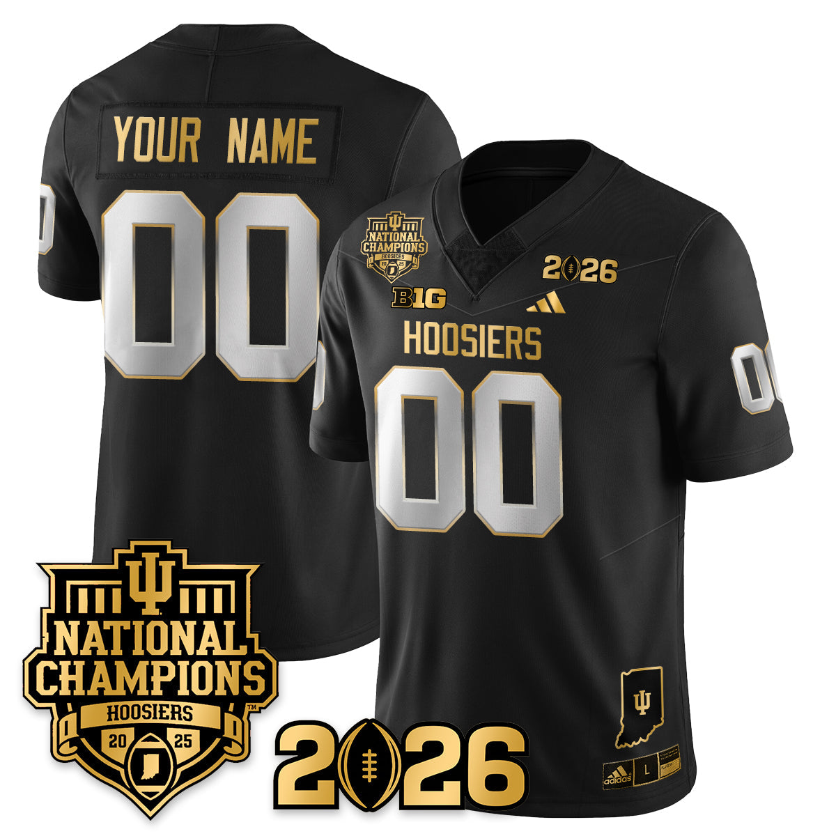 Indiana H Vapor Limited Football Gold Custom Jersey - 2025 National Champions - All Stitched