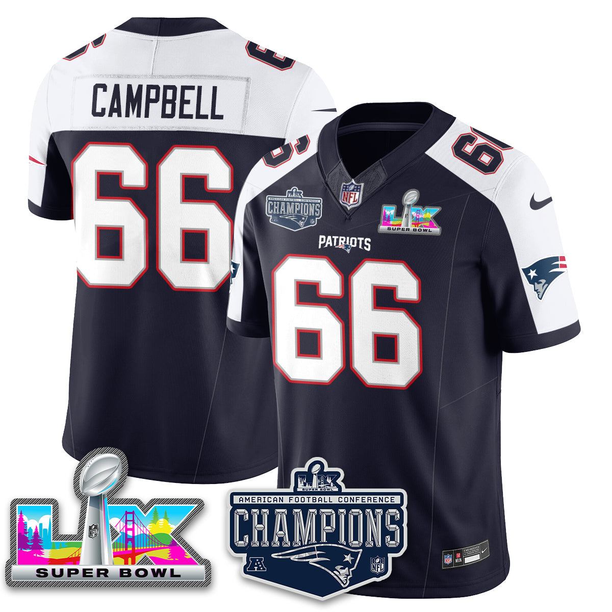 NE 2025 AFC Champions Vapor Limited Jersey - All Stitched