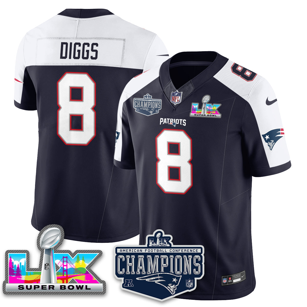 NE 2025 AFC Champions Vapor Limited Jersey - All Stitched