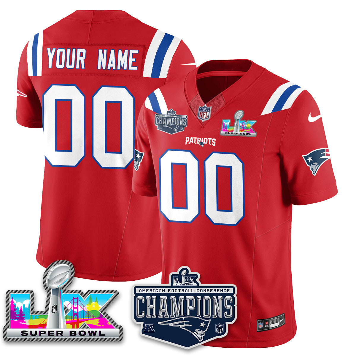 NE 2025 AFC Champions Vapor Limited Custom Jersey - All Stitched