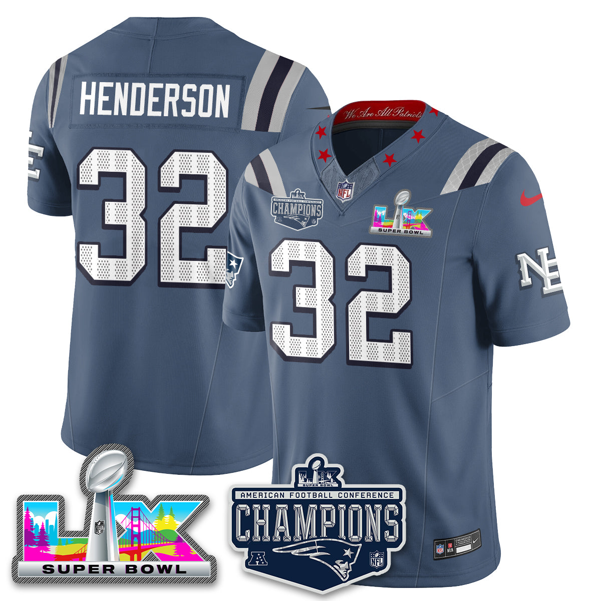 NE 2025 AFC Champions Vapor Limited Jersey - All Stitched
