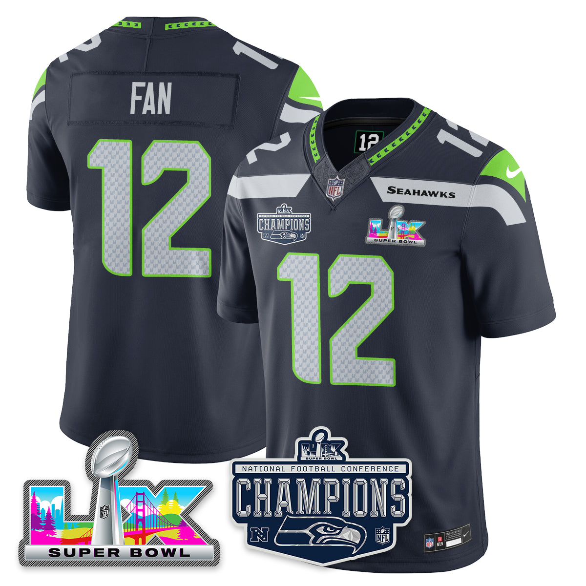 SEA 2025 NFC Champions Vapor Limited Jersey - All Stitched