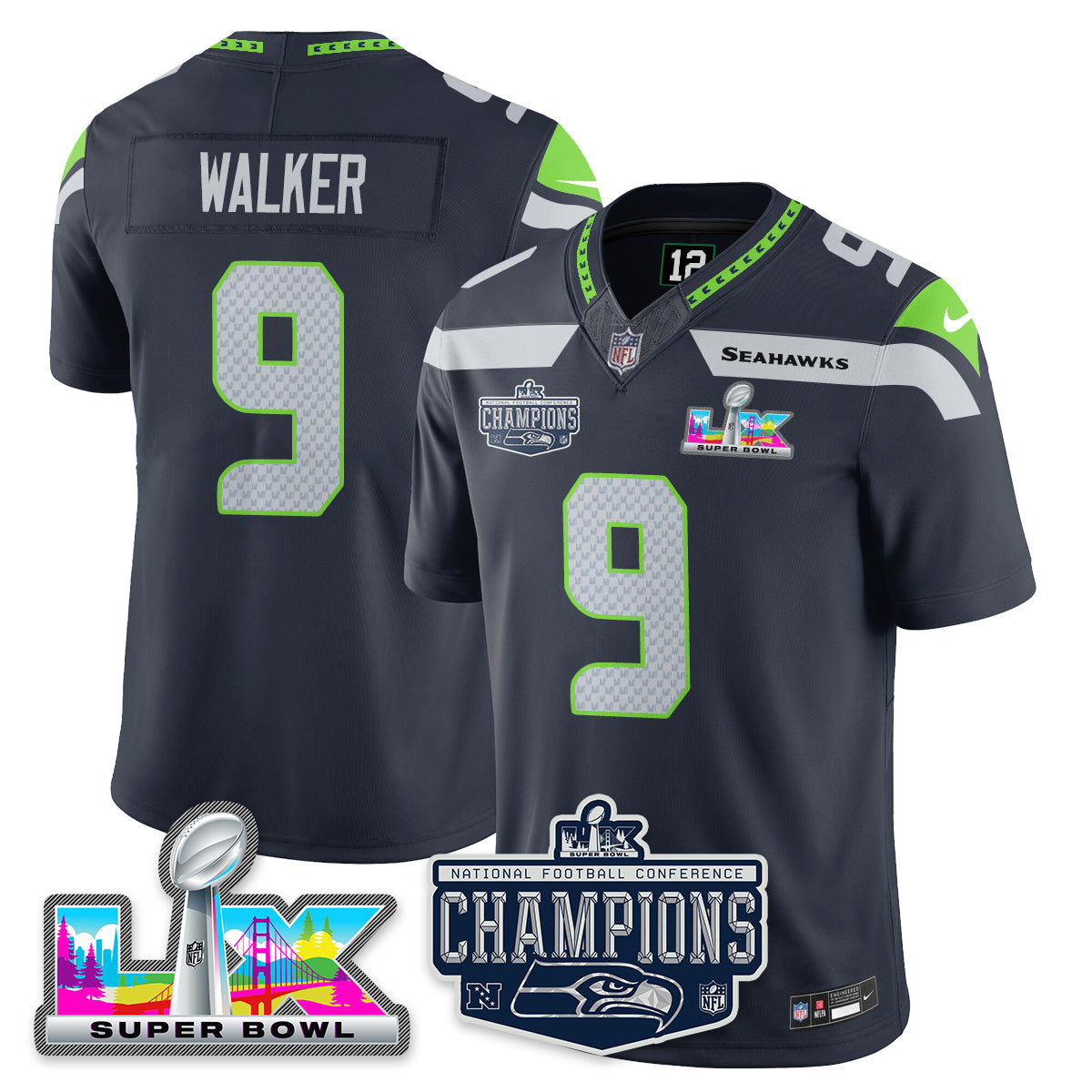 SEA 2025 NFC Champions Vapor Limited Jersey - All Stitched
