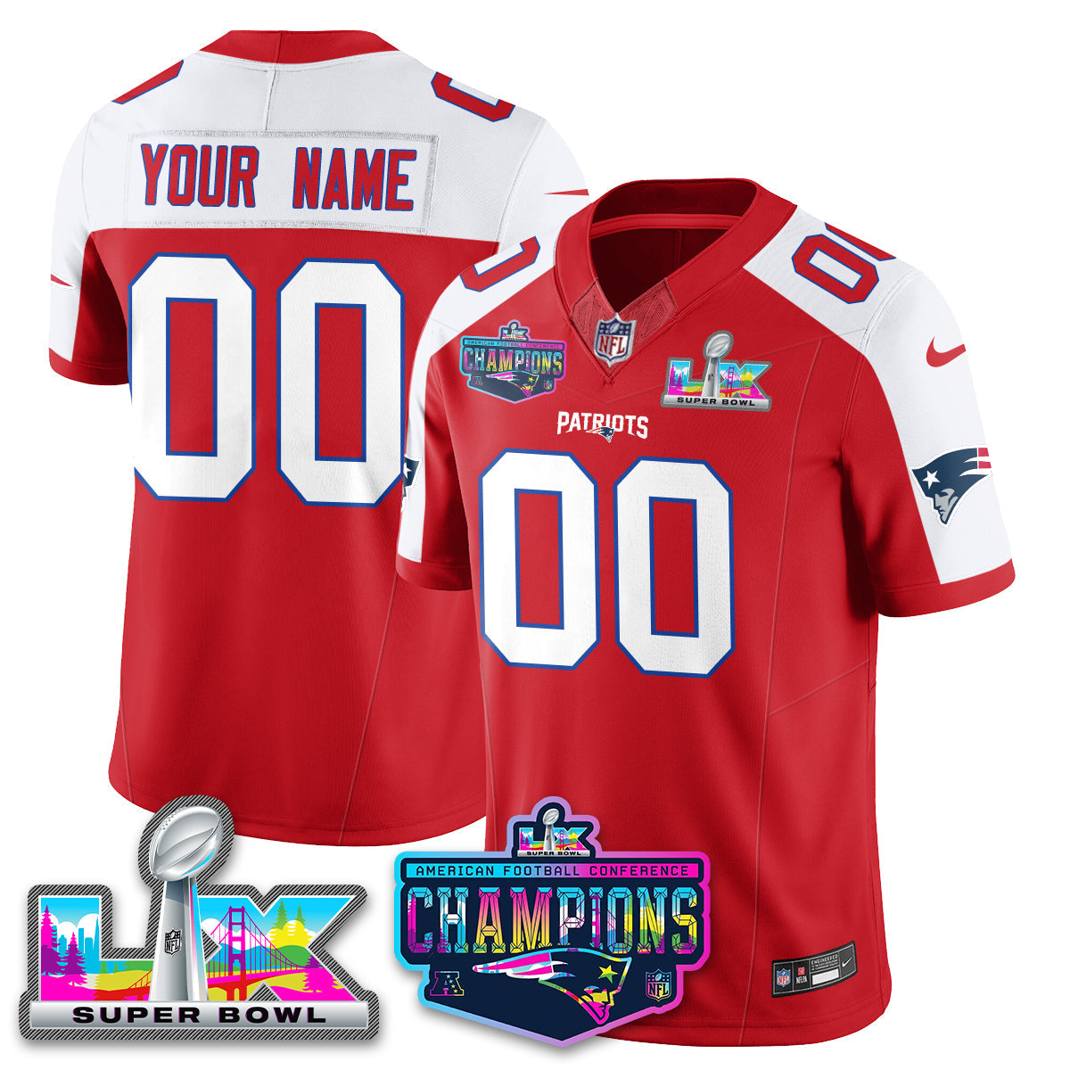 NE 2025 Vapor Jersey - AFC Champions Limited Patch - All Stitched