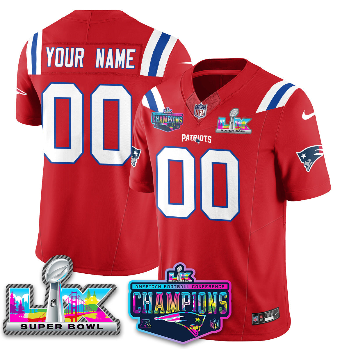 NE 2025 Vapor Jersey - AFC Champions Limited Patch - All Stitched