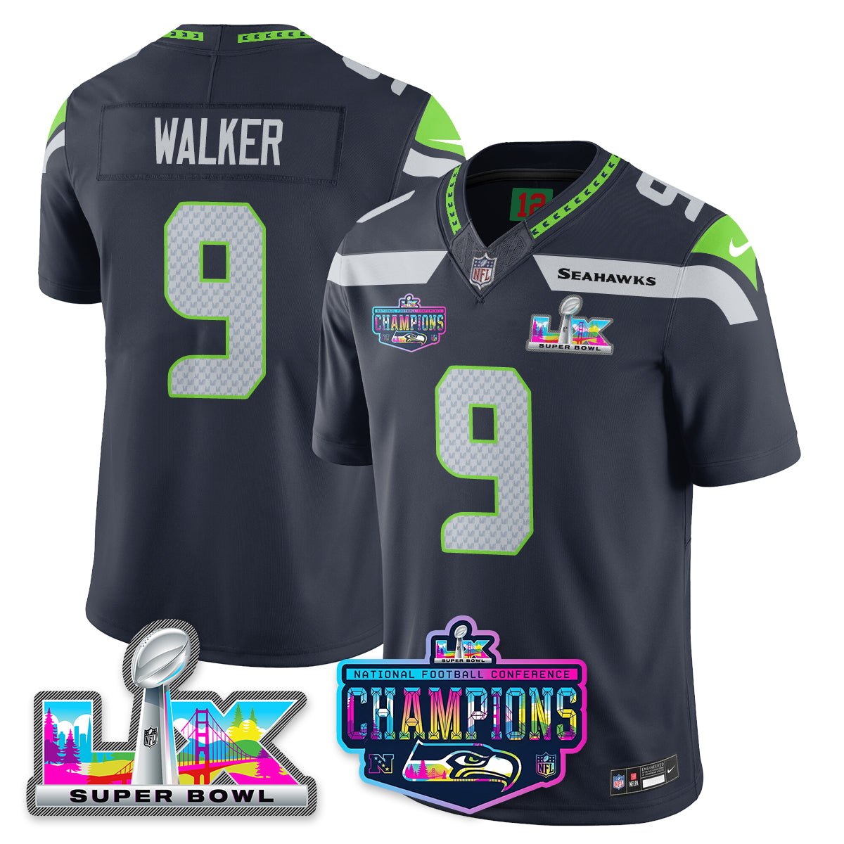 SEA 2025 Vapor Limited Jersey - NFC Champions Limited Patch - All Stitched