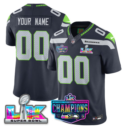 Custom SEA 2025 Vapor Limited Jersey - NFC Champions Limited Patch - All Stitched