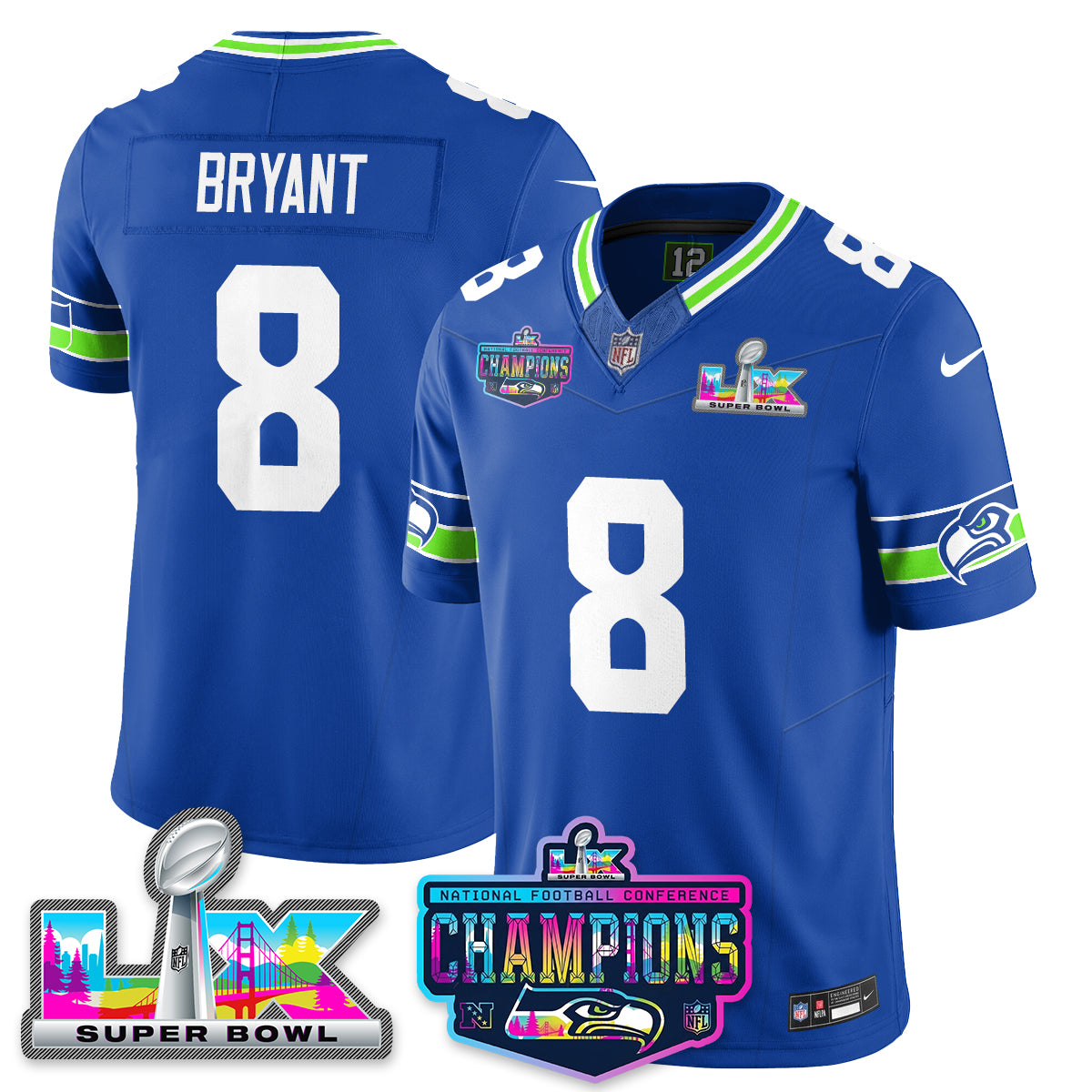 SEA 2025 Vapor Limited Jersey - NFC Champions Limited Patch - All Stitched