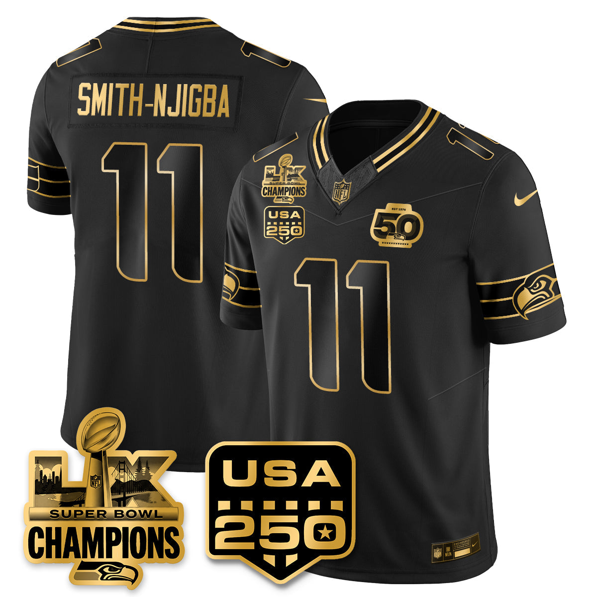 SEA S.Bowl LX & 50th Patch Champions Vapor Limited Jersey - All Stitched -DMQ