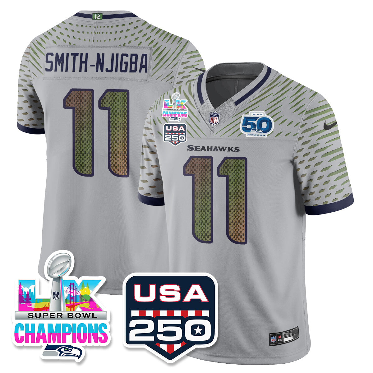 SEA SBLX Champs & US 250th Patch Vapor Limited Jersey - All Stitched