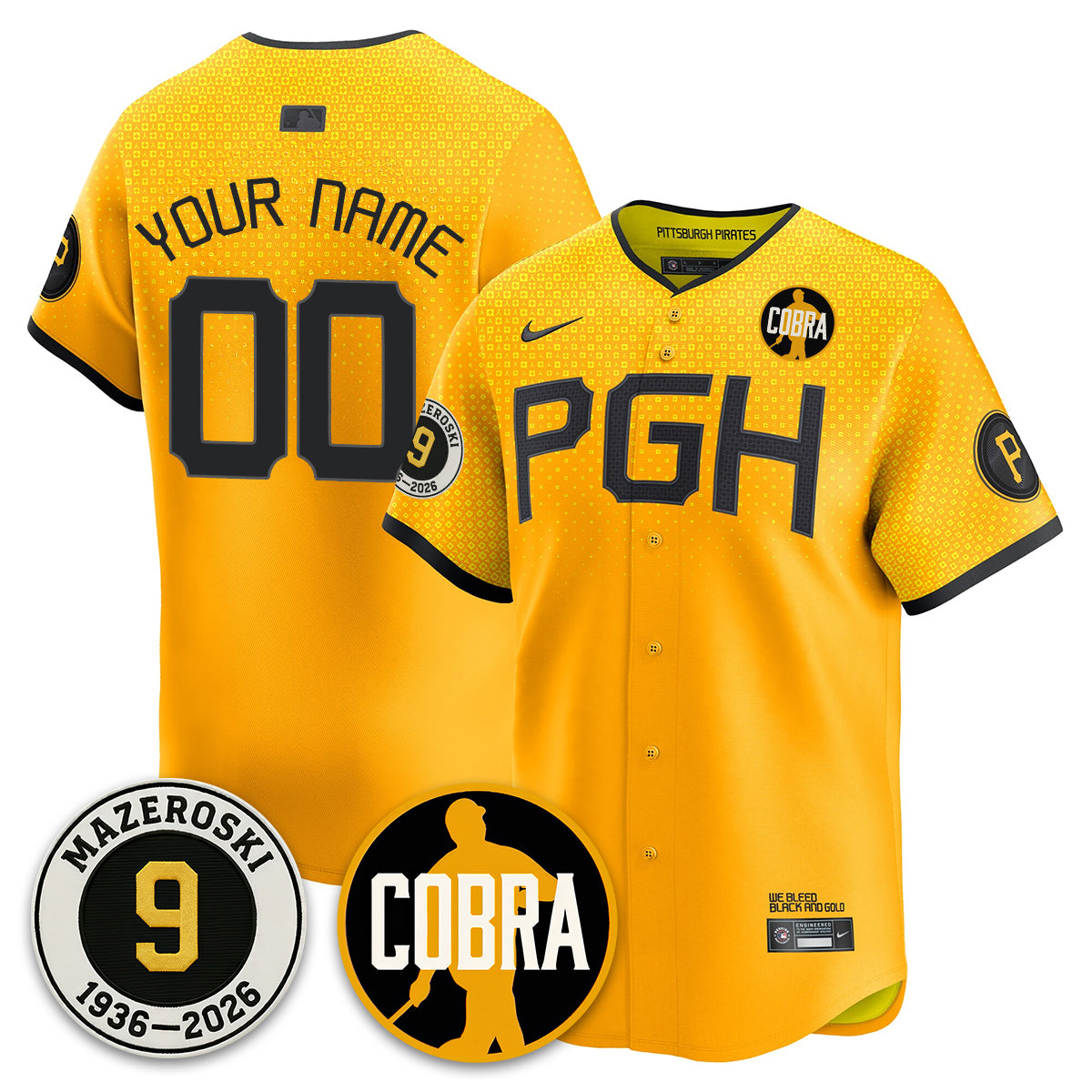 PIT Memories Vapor Limited Custom Jersey - Bill Mazeroski Patch - All Stitched