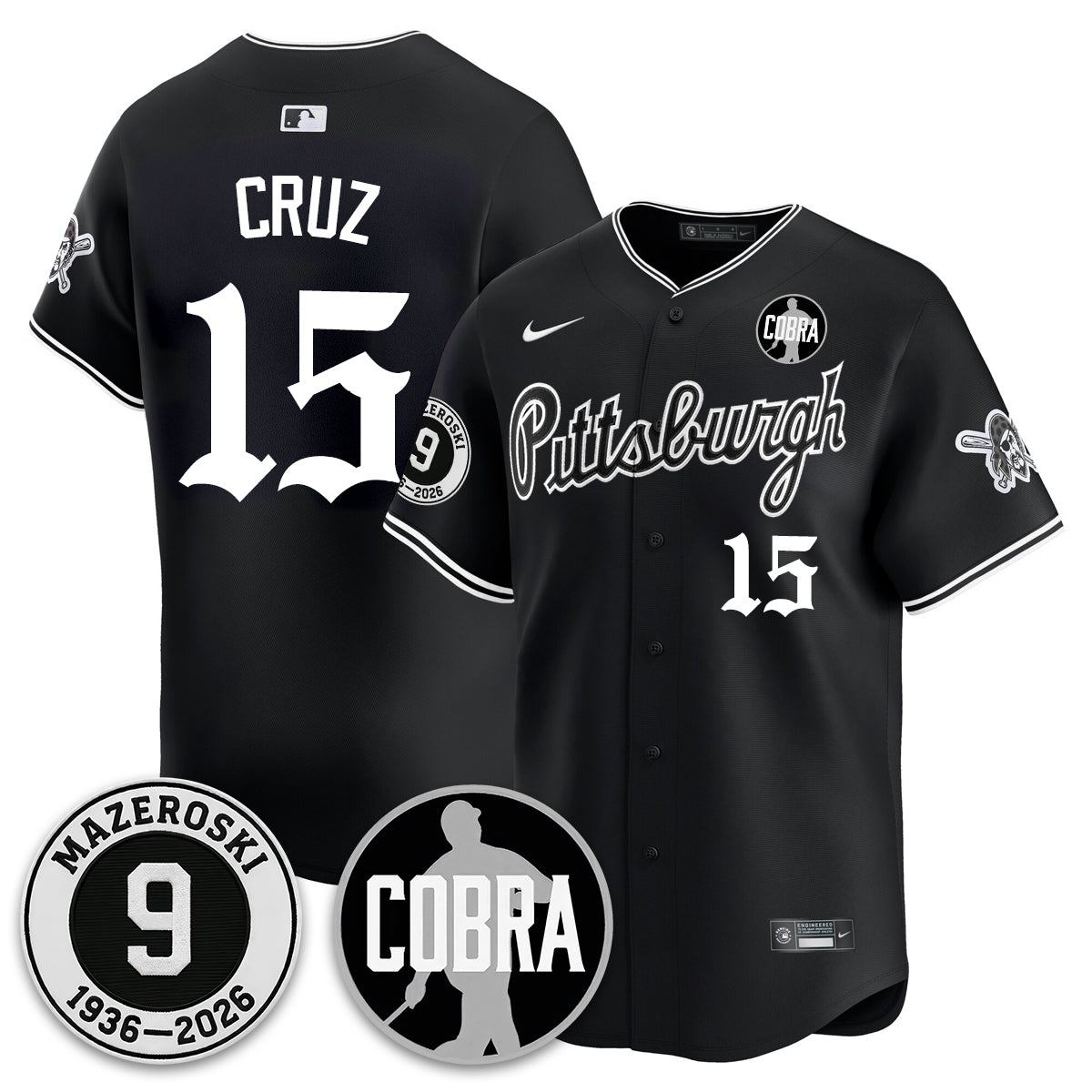 PIT Memories Vapor Limited Gothic Jersey - Bill Mazeroski Patch - All Stitched