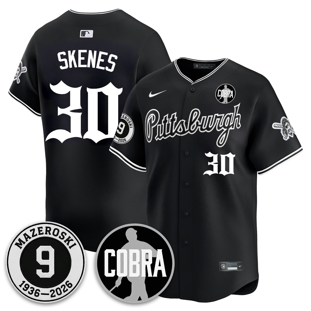PIT Memories Vapor Limited Gothic Jersey - Bill Mazeroski Patch - All Stitched