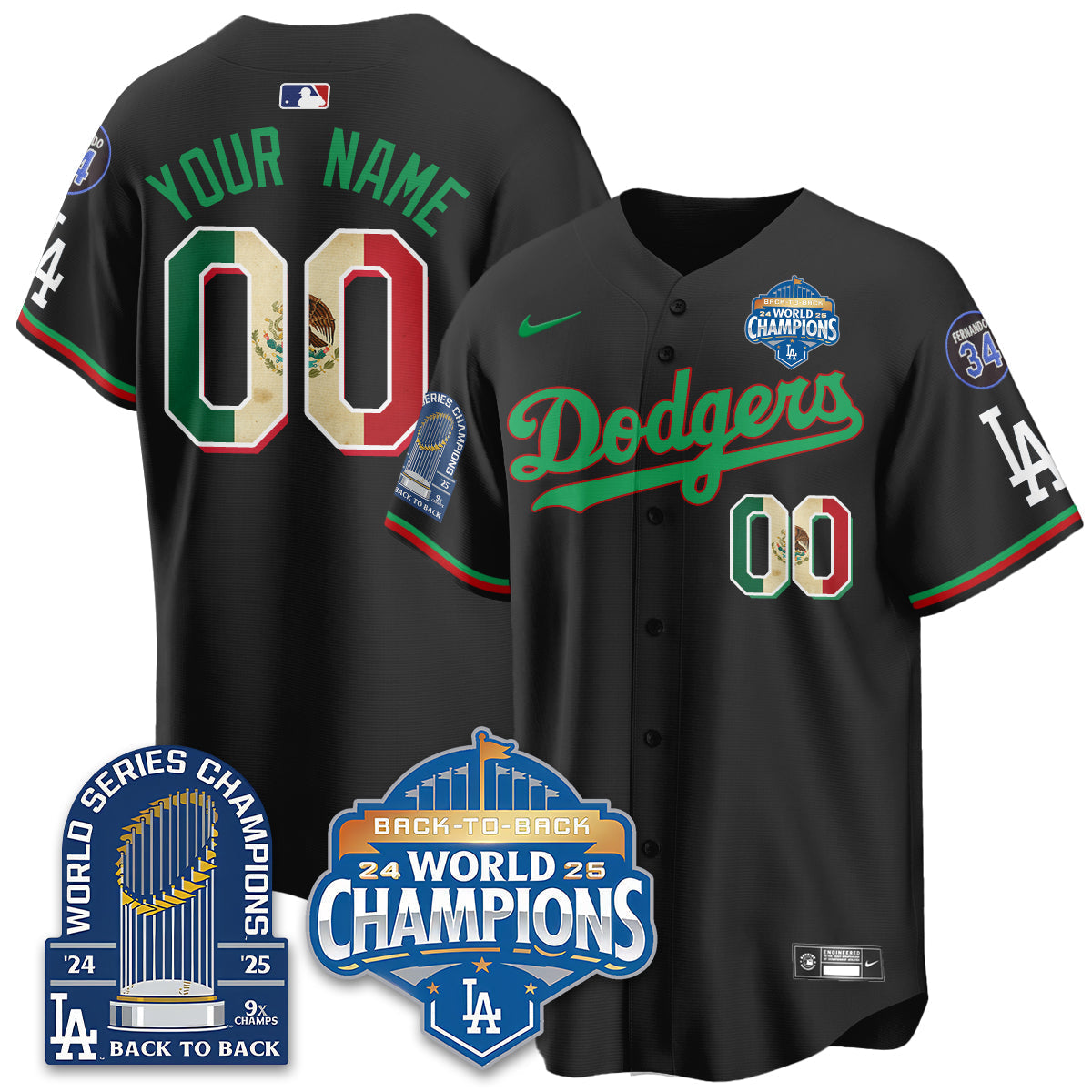 Custom LAD Mexico World Series Champions Jersey - 9x Champs - All Stitched