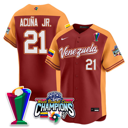 Venezuela Baseball 2026 World Baseball Classic Champions Limited Jersey V2 - All Stitched