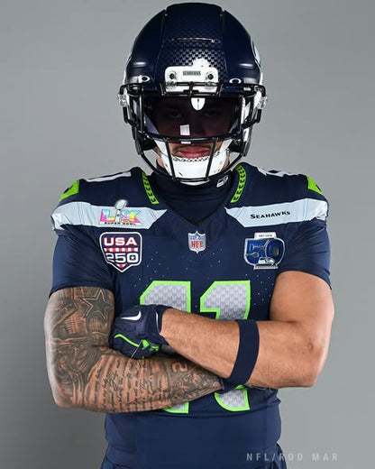 SEA Super Bowl LX - 50th Anniversary Patch Gold Vapor Limited Jersey N6 - All Stitched