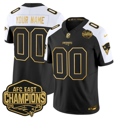NE 2025 AFC East Champions Gold Vapor Limited Custom Jersey - All Stitched