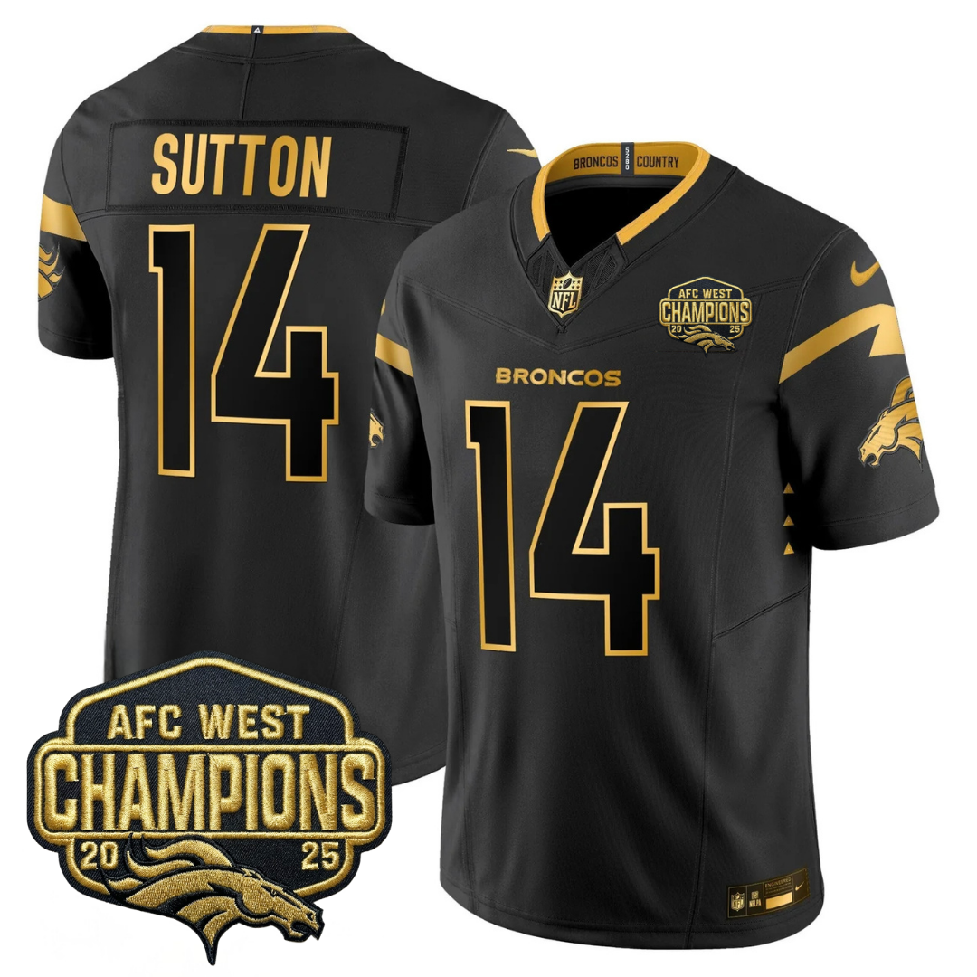 DEN AFC West Champions Patch Gold Vapor Limited Jersey - All Stitched