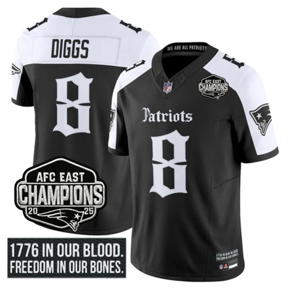 NE 'Gothic Revolution Edition' AFC East Champions Patch Vapor Limited Jersey - All Stitched