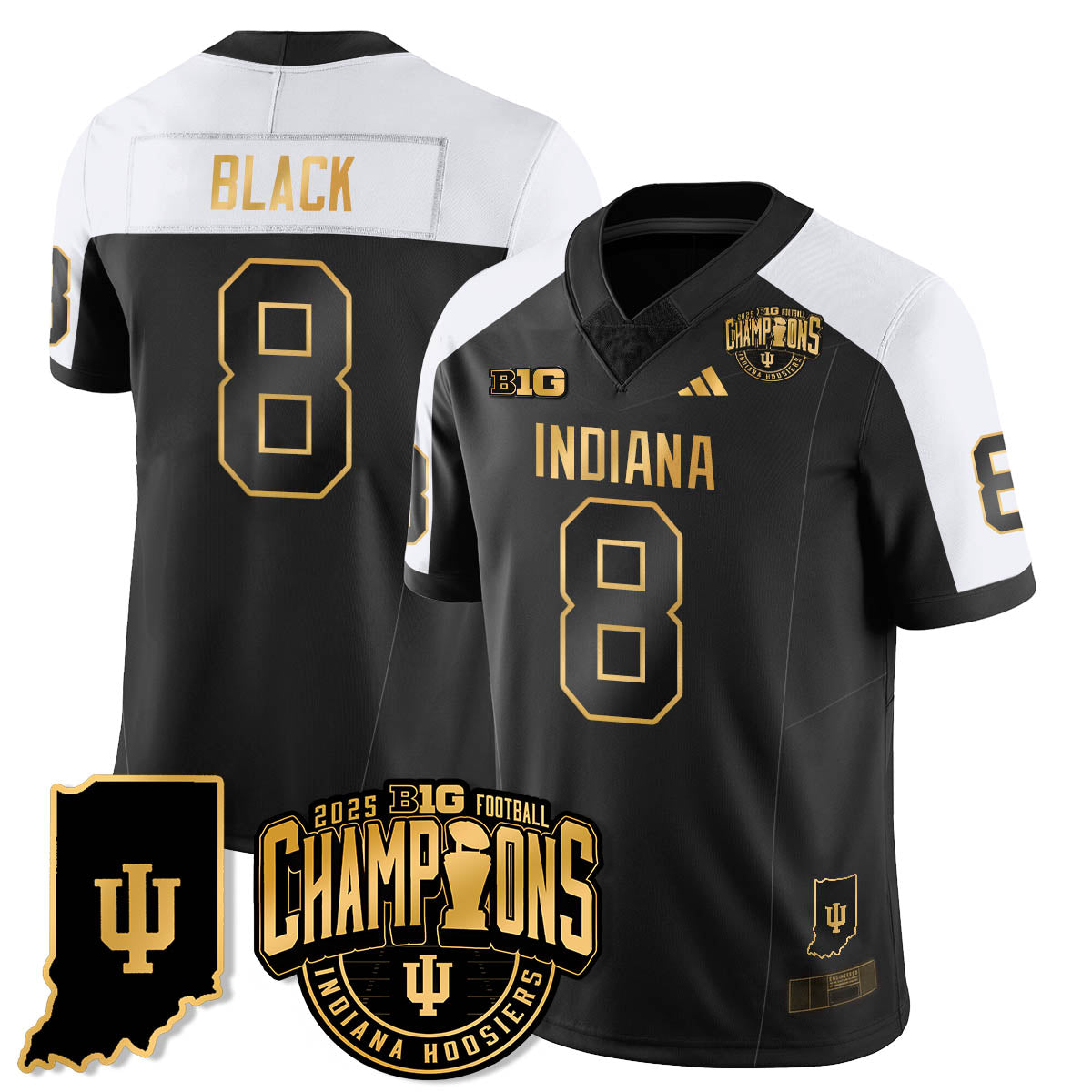 Indiana H Vapor Limited Football Gold Jersey - Big 10 Champions - All Stitched
