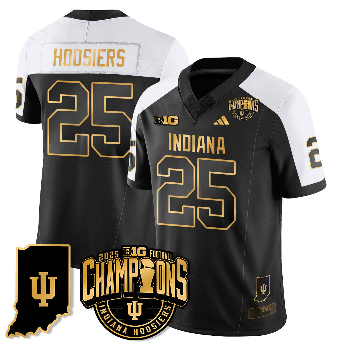 Indiana H Vapor Limited Football Gold Jersey - Big 10 Champions - All Stitched
