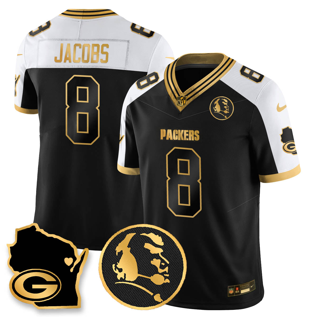 GB 4-Time Champions Vapor Limited Jersey - John Madden Patch - All Stitched