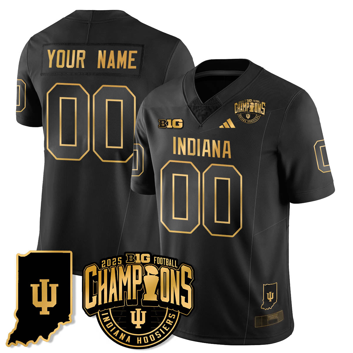 Indiana H Vapor Limited Football Gold Jersey - Big 10 Champions - All Stitched