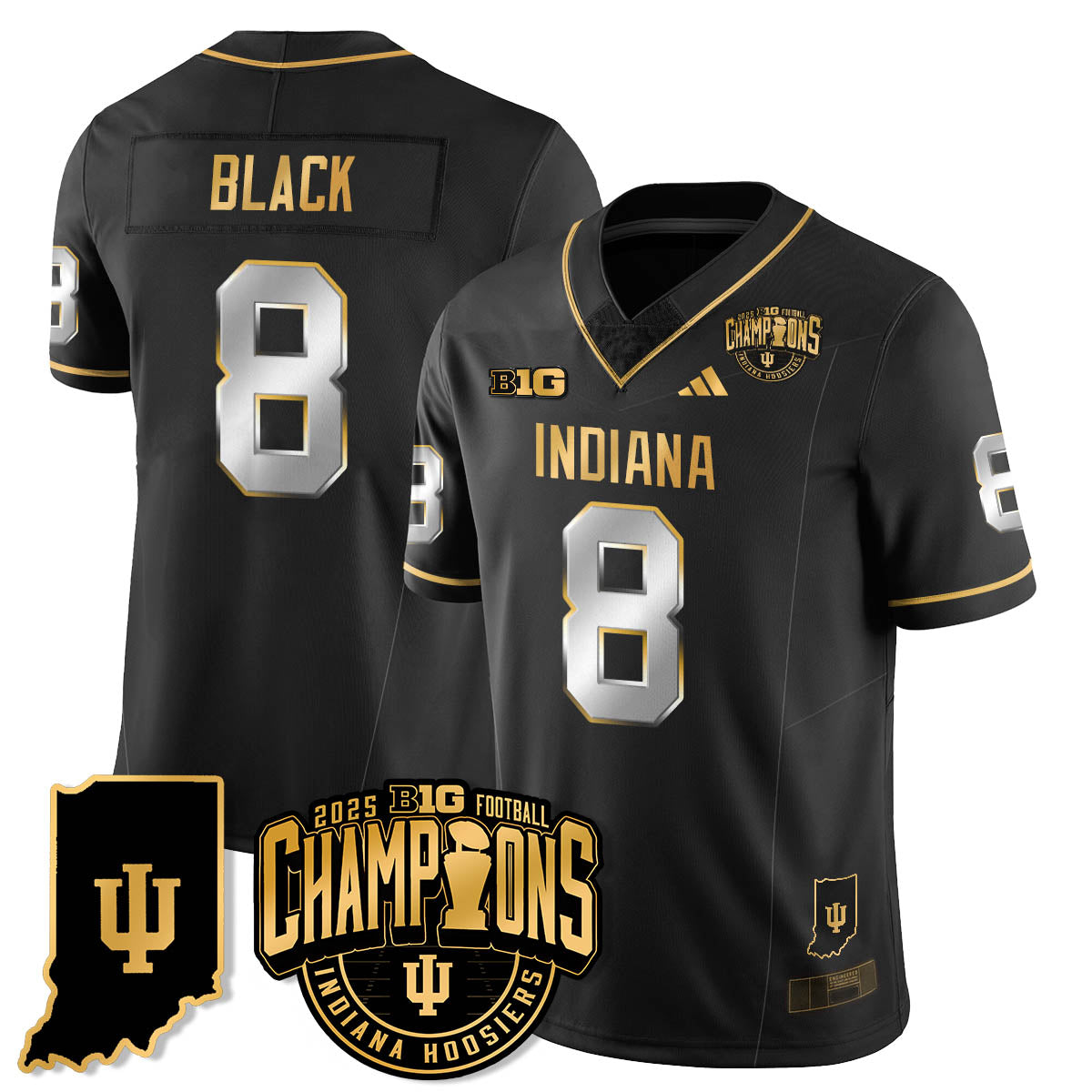 Indiana H Vapor Limited Football Gold Jersey - Big 10 Champions - All Stitched