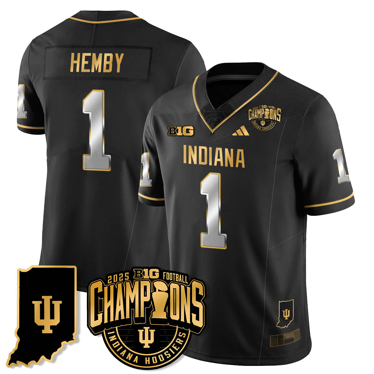 Indiana H Vapor Limited Football Gold Jersey - Big 10 Champions - All Stitched