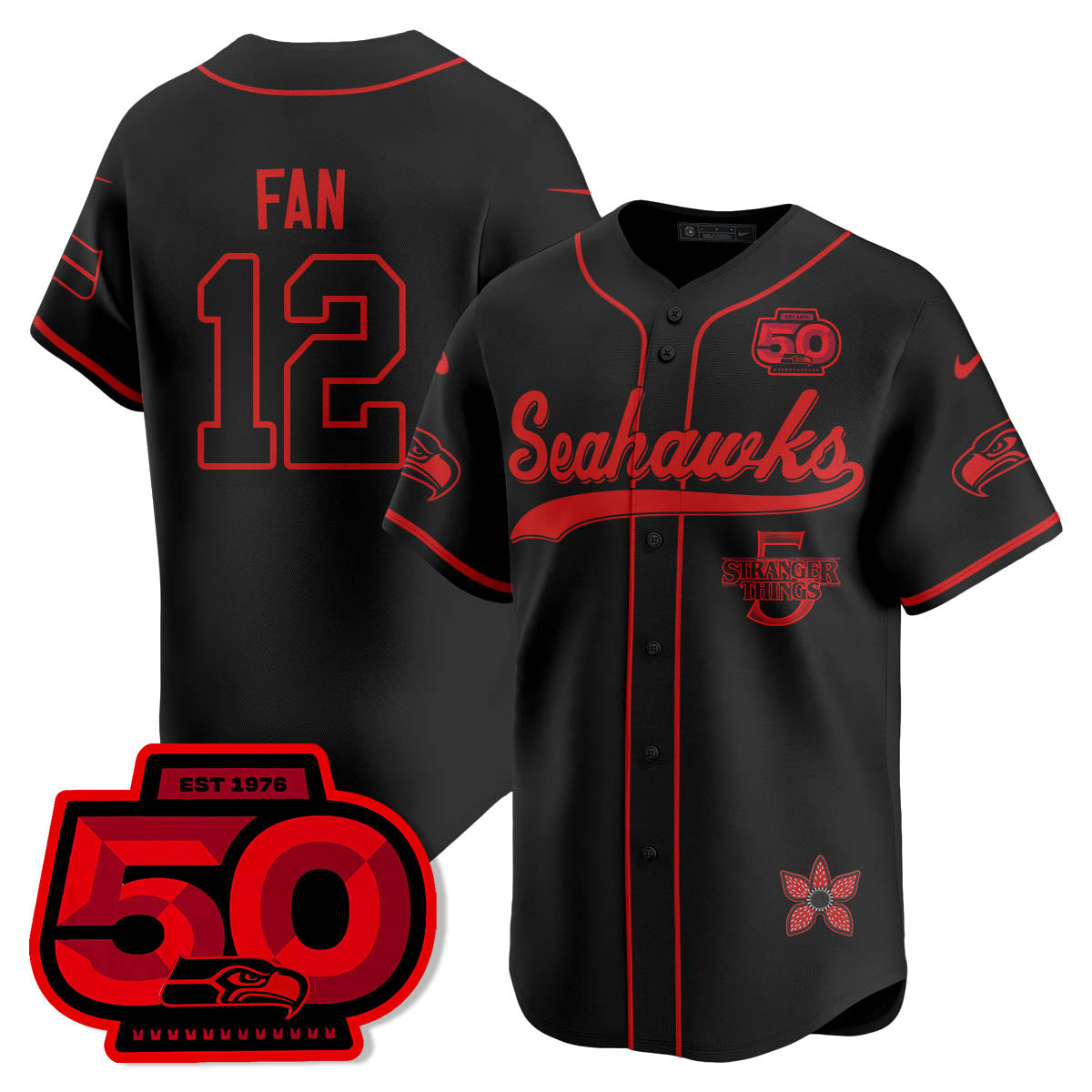 SEA Stranger Things Vapor Limited Baseball Jersey - All Stitched