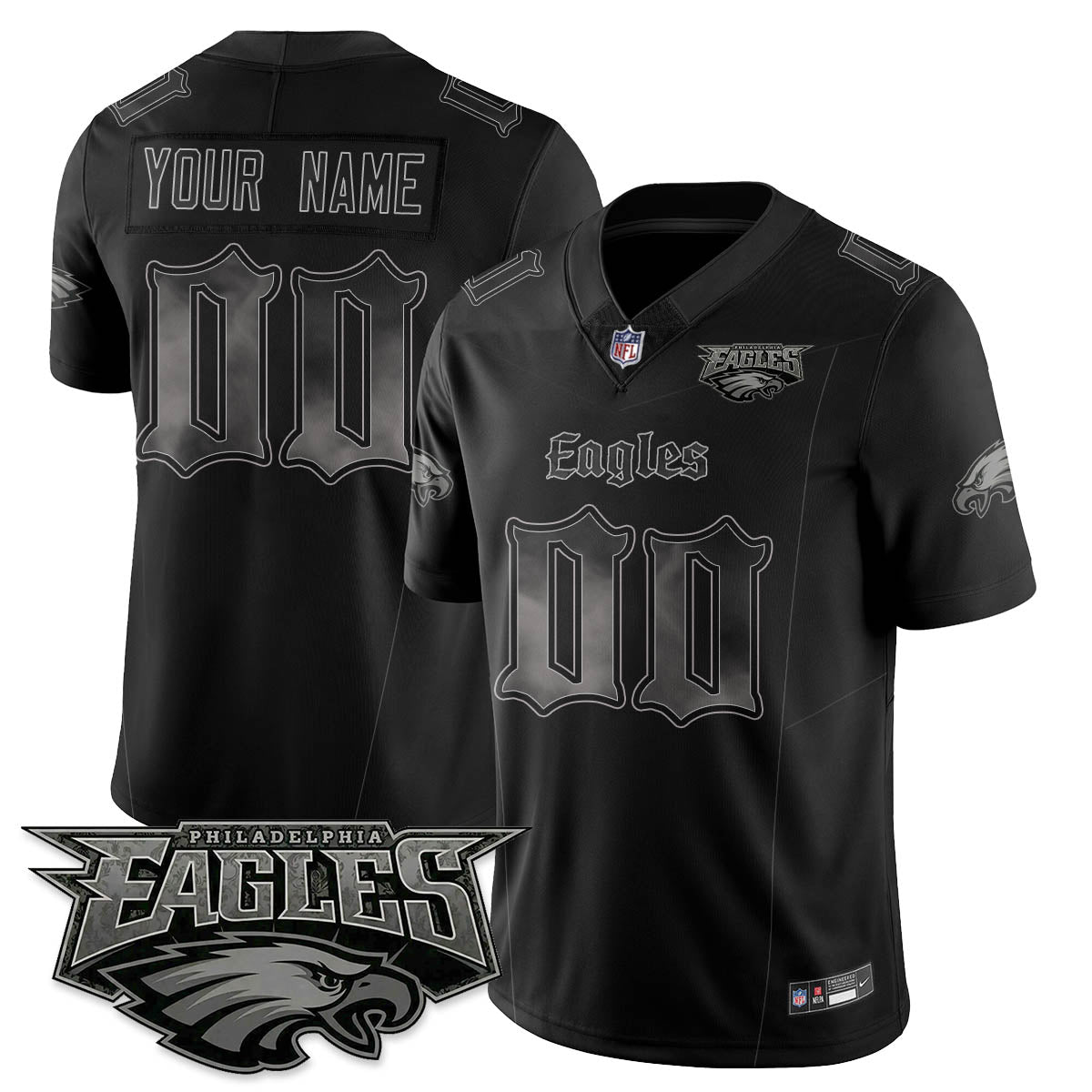 Custom PHI 'Dark Gothic Philly' Vapor Limited Jersey - All Stitched