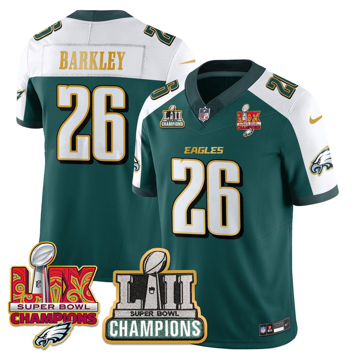 PHI LII-LIX Super Bowl Champions Vapor Limited Gold Jersey - All Stitched