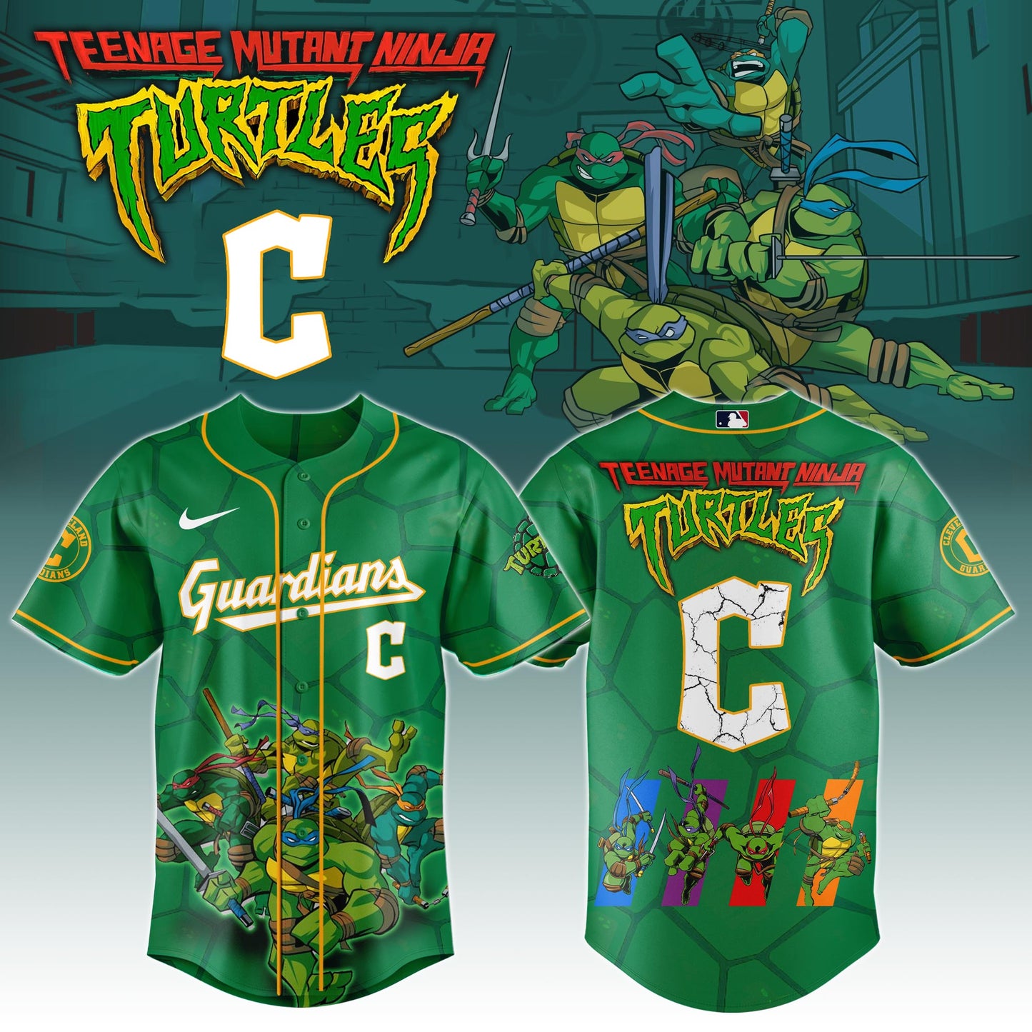 .         Cleveland Guardians x Ninja Turtles Night Game Limited Edition Jersey 2025