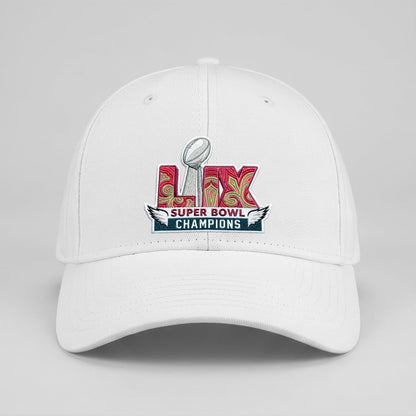 Philadelphia Eagles Champions SB LIX Baseball Custom Cap - Embroidered