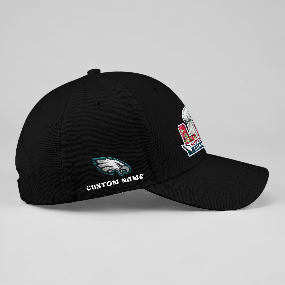 Philadelphia Eagles Champions SB LIX Baseball Custom Cap - Embroidered