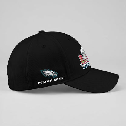 Philadelphia Eagles Champions SB LIX Baseball Custom Cap - Embroidered