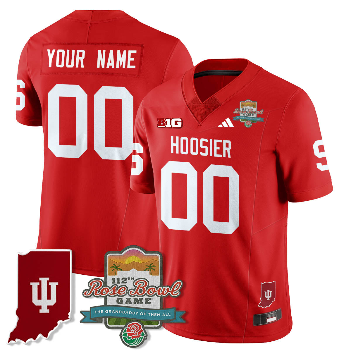 Indiana Hoosiers Vapor Limited Football Custom Jersey - Rose Bowl 112th - All Stitched