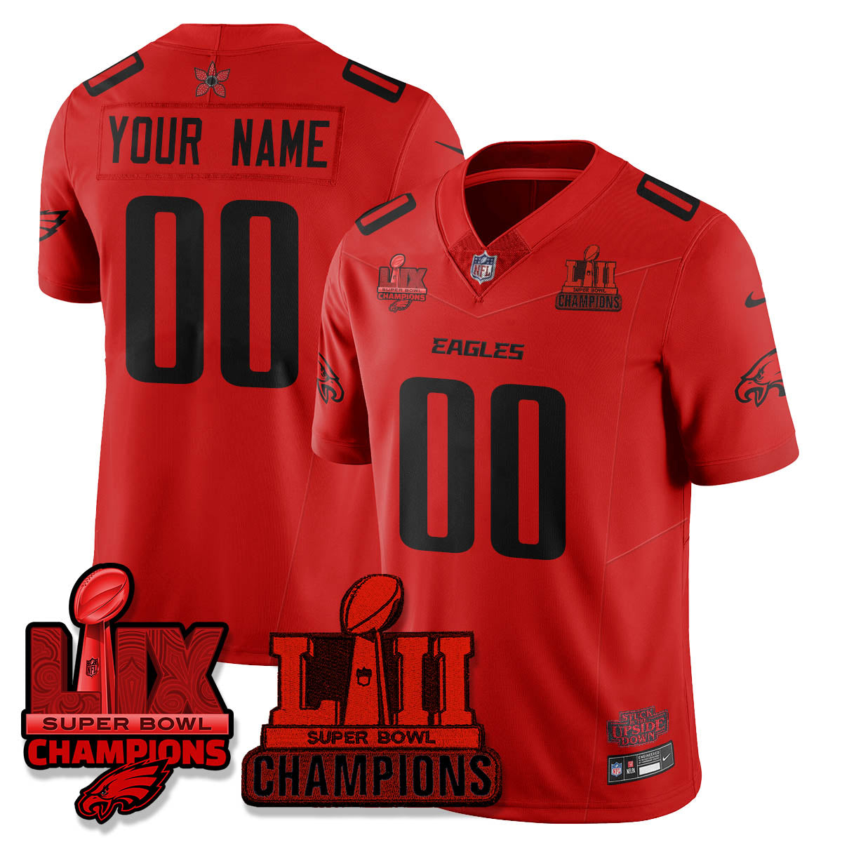 Custom Philadelphia Eagles Stranger Things Vapor Limited Jersey - All Stitched