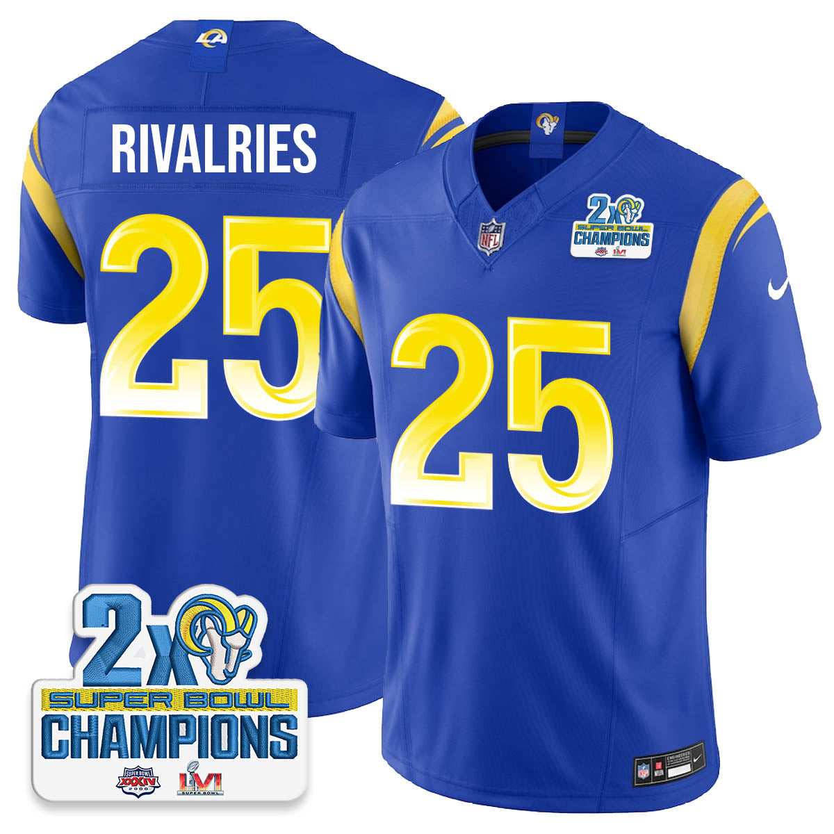 LAR 2-Time Champions Patch Vapor Limited Jersey - All Stitched 1