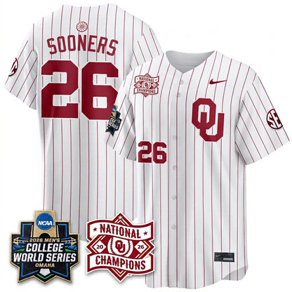 Oklahoma Sooners 2026 NCAA Baseball Men's College World Series Champions Vapor Jersey - Stitched