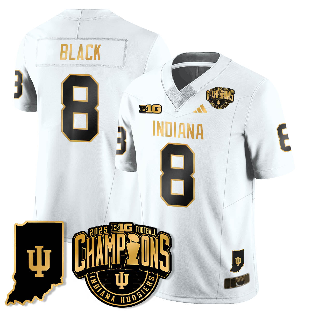 Indiana H Vapor Limited Football Gold Jersey - Big 10 Champions - All Stitched