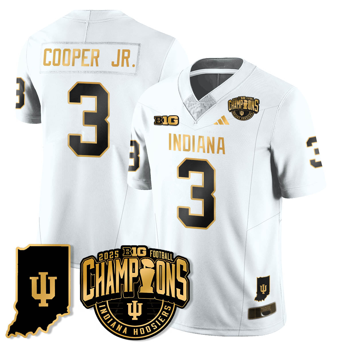 Indiana H Vapor Limited Football Gold Jersey - Big 10 Champions - All Stitched
